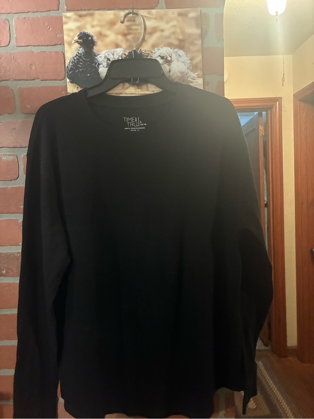 Time and Tru Men's Long Sleeve Crewneck Tee - Black